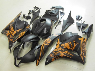 2009-2012 Matte Black Orange Skull Honda CBR600RR Motorcycle Fairings UK Stores