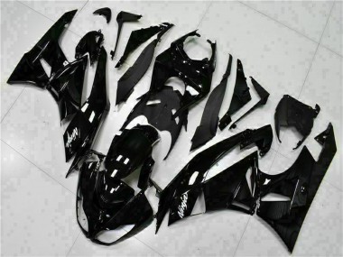 2009-2012 Glossy Black White Ninja Kawasaki ZX6R Motorcycle Fairings UK Stores
