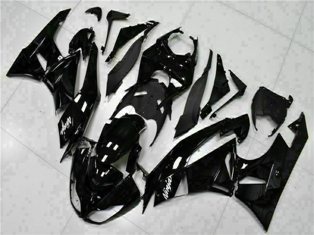 2009-2012 Glossy Black White Ninja Kawasaki ZX6R Motorcycle Fairings UK Stores