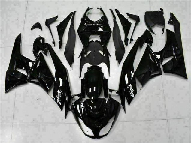 2009-2012 Glossy Black White Ninja Kawasaki ZX6R Motorcycle Fairings UK Stores
