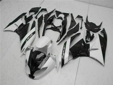 2009-2012 Glossy Black White Kawasaki ZX6R Motorcycle Fairings UK Stores