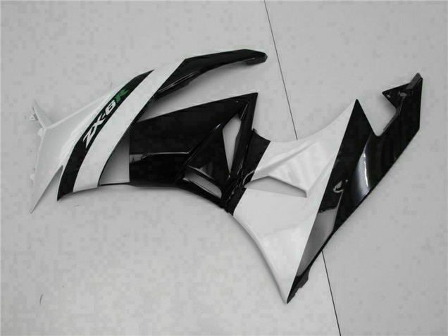 2009-2012 Glossy Black White Kawasaki ZX6R Motorcycle Fairings UK Stores
