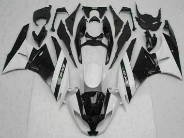 2009-2012 Glossy Black White Kawasaki ZX6R Motorcycle Fairings UK Stores