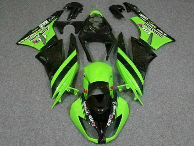 2009-2012 Green Glossy Black Elf Touch4 Bridgestone Kawasaki ZX6R Motorcycle Fairings UK Stores