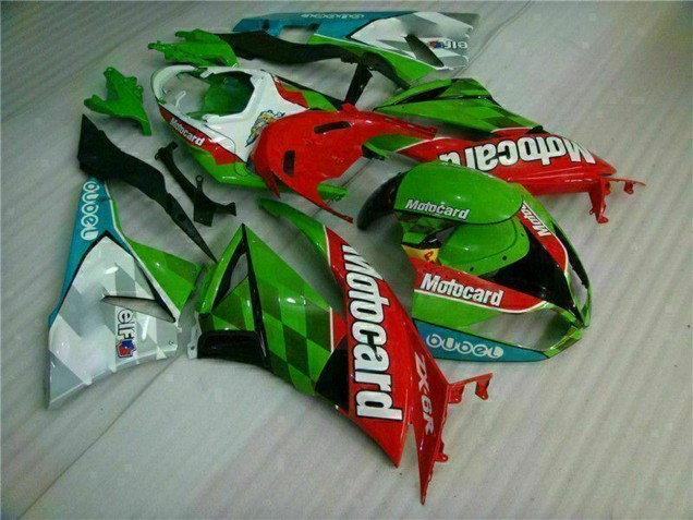 2009-2012 Green White Red Black Blue Motocard Kawasaki ZX6R Motorcycle Fairings UK Stores
