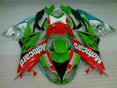 2009-2012 Green White Red Black Blue Motocard Kawasaki ZX6R Motorcycle Fairings UK Stores