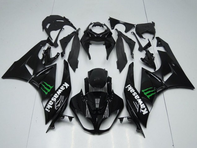 2009-2012 Glossy Black Green Monster Kawasaki ZX6R Motorcycle Fairings UK Stores