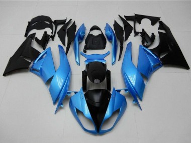 2009-2012 Light Blue Glossy Black Kawasaki ZX6R Motorcycle Fairings UK Stores