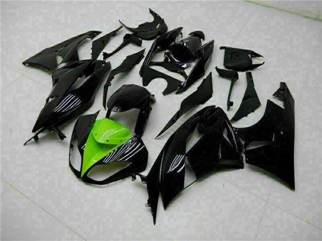2009-2012 Glossy Black Green Kawasaki ZX6R Motorcycle Fairings UK Stores