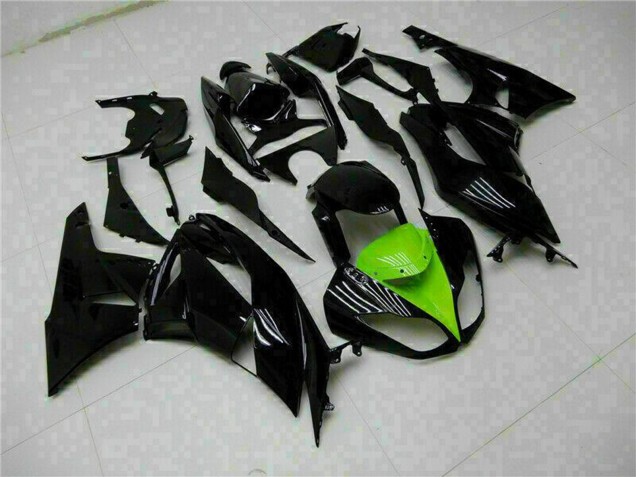 2009-2012 Glossy Black Green Kawasaki ZX6R Motorcycle Fairings UK Stores