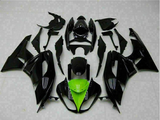 2009-2012 Glossy Black Green Kawasaki ZX6R Motorcycle Fairings UK Stores