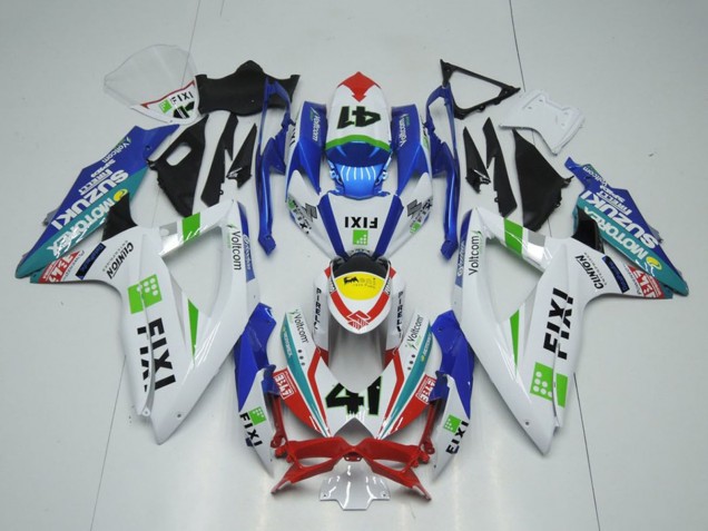 2009-2016 White Blue Yred Yellow Green Fixi 41 Suzuki GSXR 1000 Motorcycle Fairings UK Stores