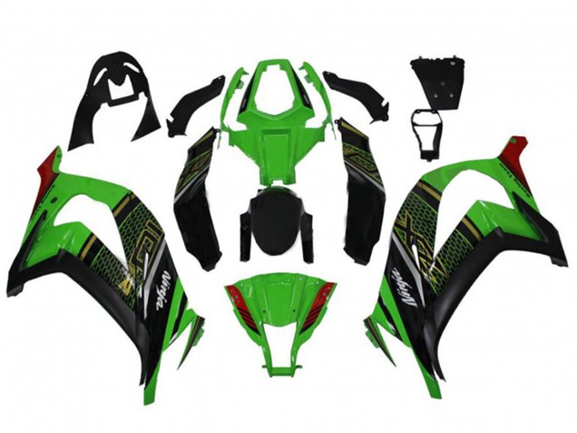 2011-2015 Green Glossy Black Red Honeycomb Kawasaki ZX10R Motorcycle Fairings UK Stores