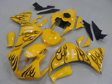 2012-2014 Yellow Black Flame Yamaha YZF R1 Motorcycle Fairings UK Stores