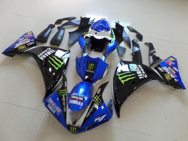 2012-2014 Blue White Glossy Black Green Graves Yamalube Monster Yamaha YZF R1 Motorcycle Fairings UK Stores