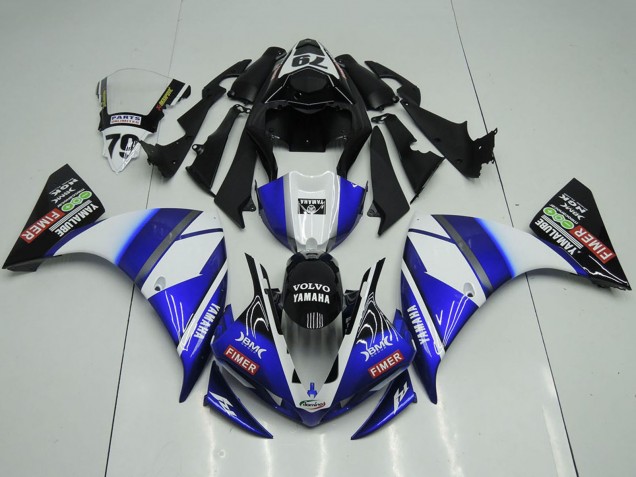 2012-2014 White Blue Glossy Black Volvo Fimer Yamalube Yamaha YZF R1 Motorcycle Fairings UK Stores