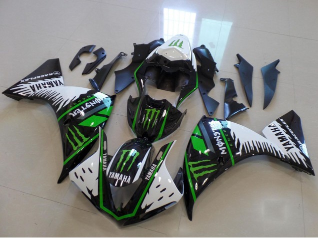2012-2014 White Black Green Monster Yamaha YZF R1 Motorcycle Fairing UK Stores