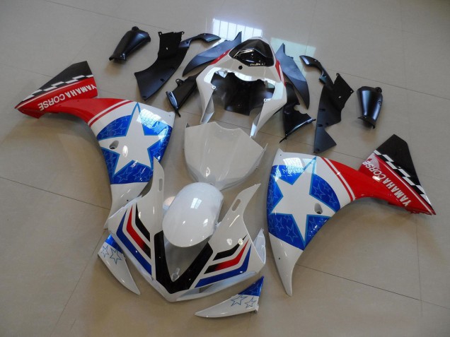 2012-2014 White Blue Red Black Star Yamaha YZF R1 Motorcycle Fairings UK Stores