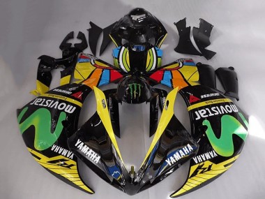 2012-2014 Glossy Black Yellow Green White Blue MoviStar Monster Yamaha YZF R1 Motorcycle Fairings UK Stores