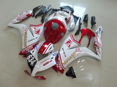 2012-2016 White Red Musashi 634 Honda CBR1000RR Motorcycle Fairings UK Stores