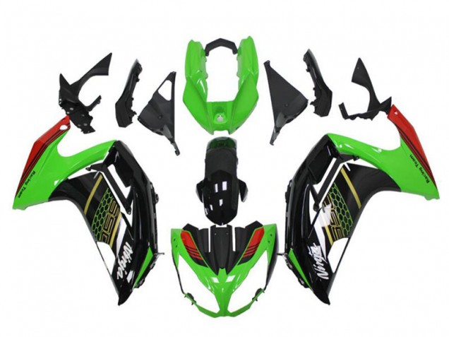 2012-2016 Green Glossy Black Red Honeycomb Kawasaki EX650 Motorcycle Fairings UK Stores