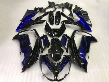 2012-2016 Glossy Black Blue Flame Kawasaki EX650 Motorcycle Fairings UK Stores