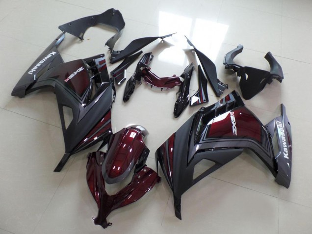2013-2018 Maroon Red Matte Grey Kawasaki ZX300R Motorcycle Fairings UK Stores