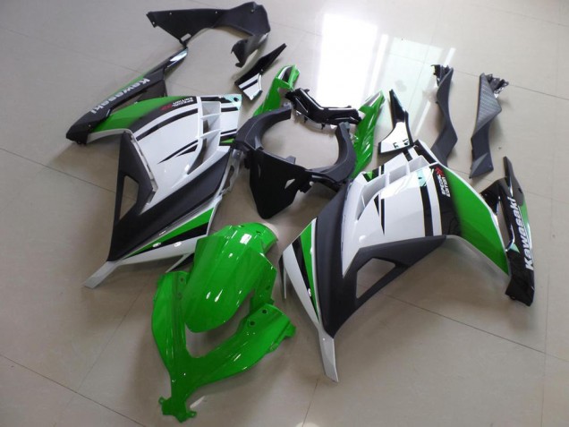 2013-2018 White Green Matte Black Kawasaki ZX300R Motorcycle Fairings UK Stores