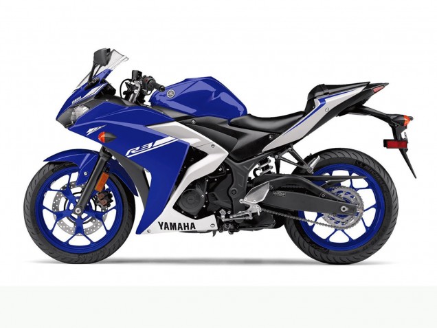 2015-2018 Blue White Yamaha YZF R3 Motorcycle Fairings UK Stores