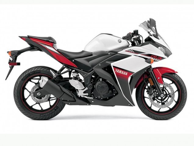 2015-2018 White Red Black Yamaha YZF R3 Motorcycle Fairings UK Stores