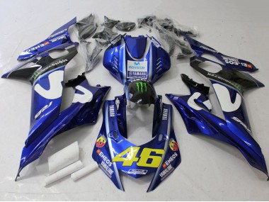 2017-2023 White Blue Green Monster MoviStar Yamaha YZF R6 Motorcycle Fairings UK Stores