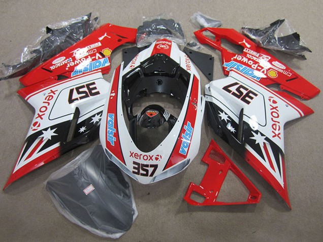 2007-2014 White Red Black Xerox 357 Ducati 1098 Motorcycle Fairings UK Stores