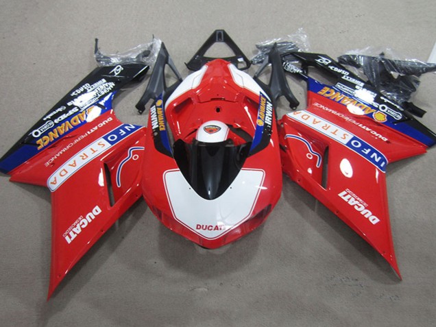 2007-2014 Red White Black Info Strada Advance Ducati 1098 Motorcycle Fairings UK Stores