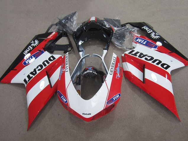 2007-2014 Red White Black Generali Tim Ducati 1098 Motorcycle Fairings UK Stores