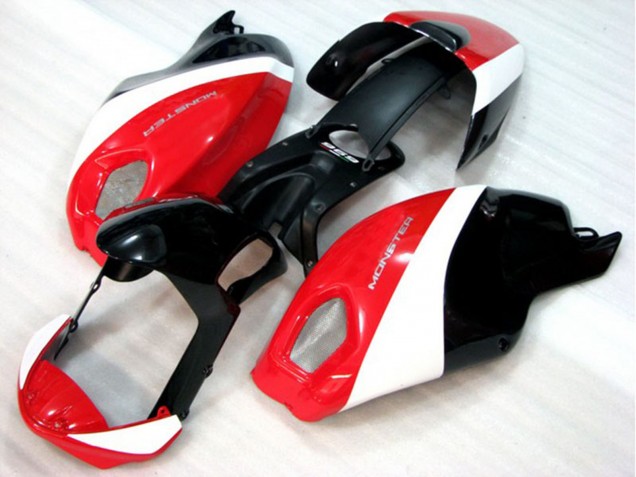 2008-2012 White Red Glossy Black Ducati Monster 696 Motorcycle Fairing UK Stores