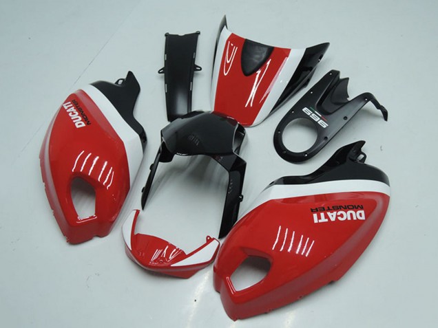 2008-2012 White Red Glossy Black Ducati Monster 696 Motorcycle Fairings UK Stores
