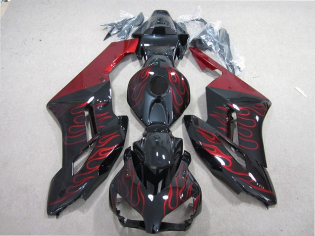 2004-2005 Glossy Black Red Flame Honda CBR1000RR Motorcycle Fairing UK Stores