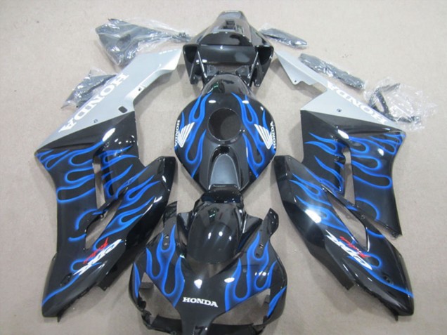 2004-2005 Glossy Black Blue Flame Honda CBR1000RR Motorcycle Fairings UK Stores