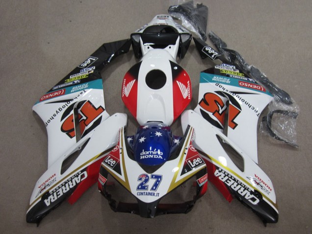 2004-2005 White Red Blue Glossy Black 27 Contrainer IT Carrera Honda CBR1000RR Motorcycle Fairings UK Stores
