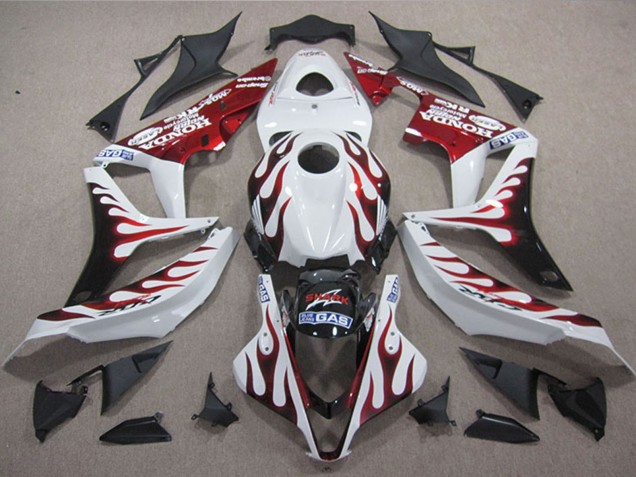 2004-2005 White Red Glossy Black Flame SHARK Honda CBR1000RR Motorcycle Fairings UK Stores