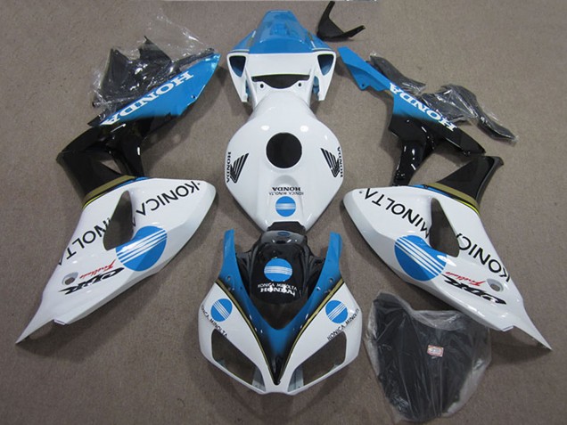 2006-2007 White Light Blue Glossy Black Konica Minolta Honda CBR1000RR Motorcycle Fairings UK Stores