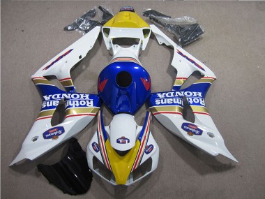2006-2007 White Blue Yellow Gold Rothmans Honda CBR1000RR Motorcycle Fairings UK Stores