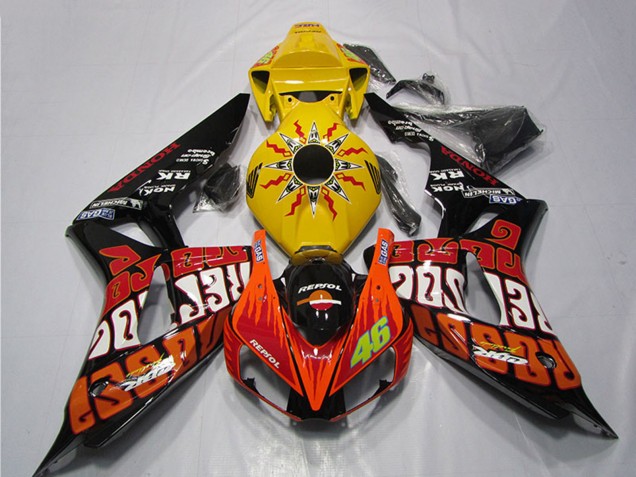 2006-2007 Yellow Orange Glossy Black Rossi Repsol 46 Honda CBR1000RR Motorcycle Fairings UK Stores