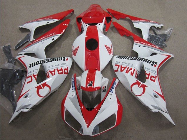 2006-2007 White Red Pramac Bridgestone Honda CBR1000RR Motorcycle Fairings UK Stores