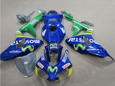 2006-2007 Blue Green Yellow MoviStar Castrol Honda CBR1000RR Motorcycle Fairings UK Stores