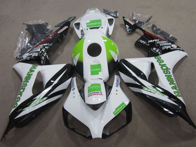 2006-2007 White Green Glossy Black Hannspree Honda CBR1000RR Motorcycle Fairings UK Stores