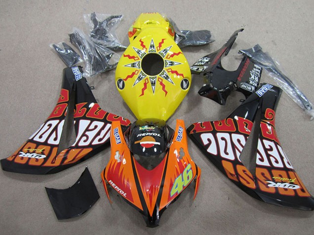 2008-2011 Yellow Orange Glossy Black Rossi Repsol 46 Honda CBR1000RR Motorcycle Fairings UK Stores