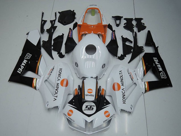 2012-2016 White Orange Glossy Black Konica Minolta 56 Honda CBR1000RR Motorcycle Fairings UK Stores