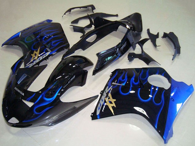 1996-2007 Glossy Black Blue Flame Honda CBR1100XX Blackbird Abs Motorcycle Fairings UK Stores