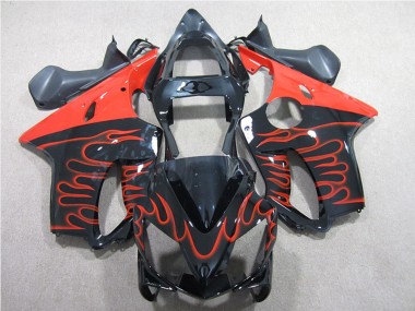2001-2003 Glossy Black Red Flame Honda CBR600 F4i Motorcycle Fairing Kits UK Stores